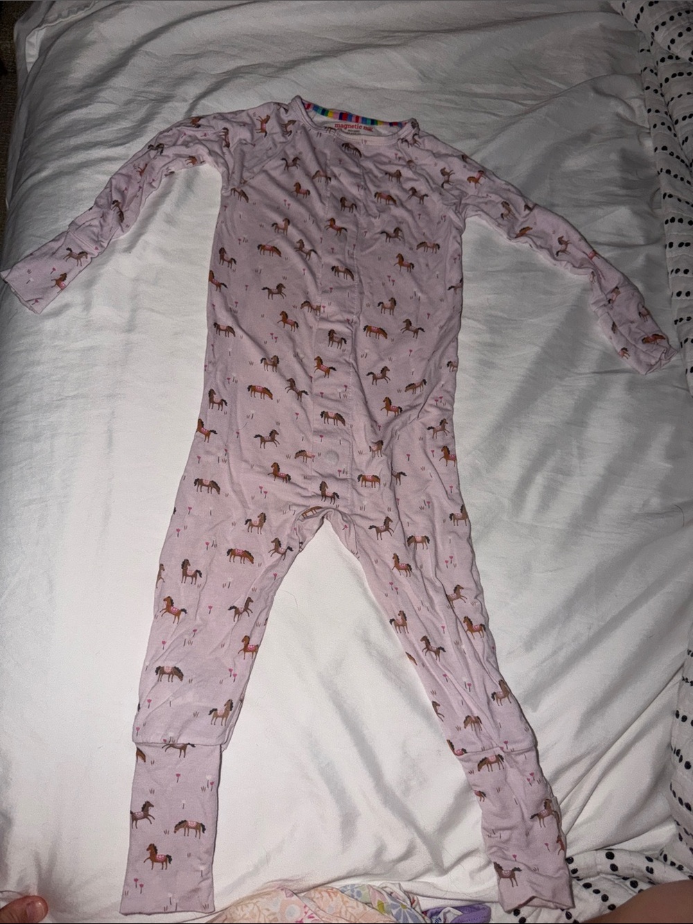 Magnetic Me Pink Horse Print Footed One-Piece